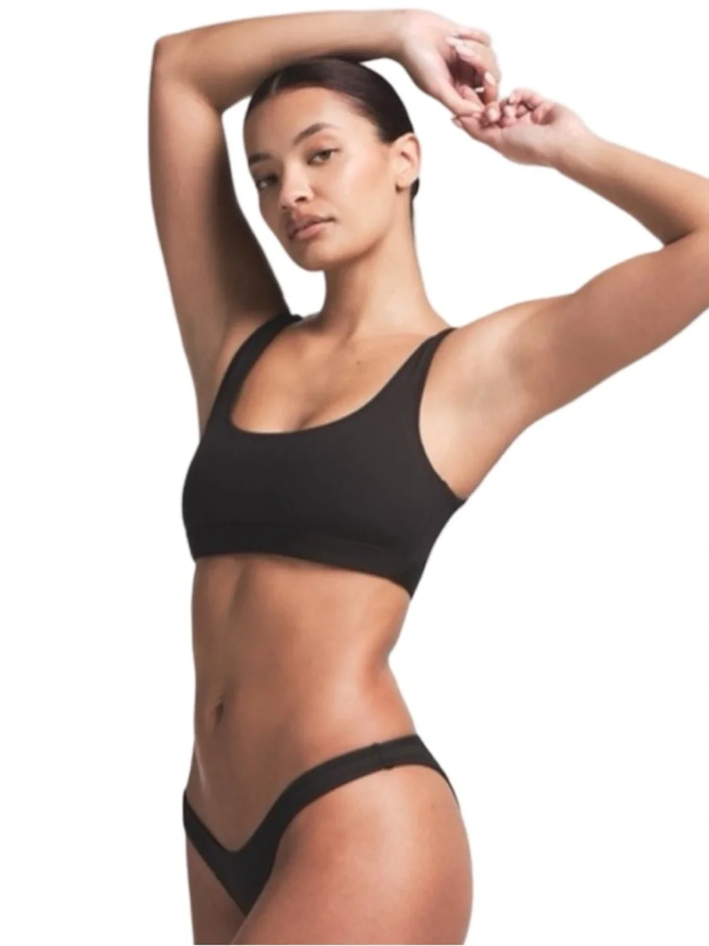 NWT SKIMS Recycled Swim Tank Onyx Black Bikini Top (ONLY) Size Medium